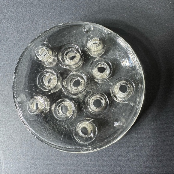 Vintage Clear 11 Hole Glass Flower Frog Floral Stem Arranging - Picture 6 of 7